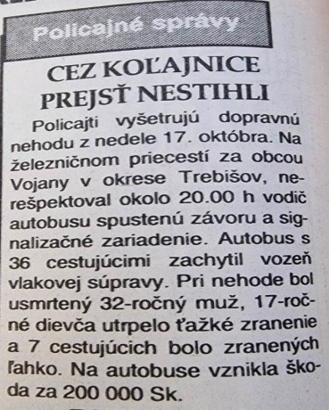 Obr. 18 Nehoda vo Vojanoch 1993